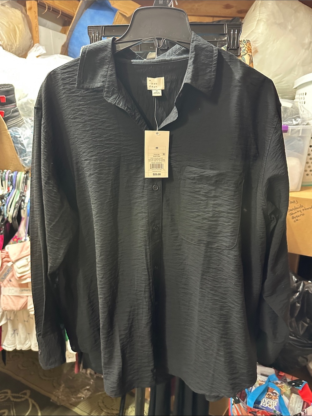 a new day Black Lightweight Button-Down Shirt